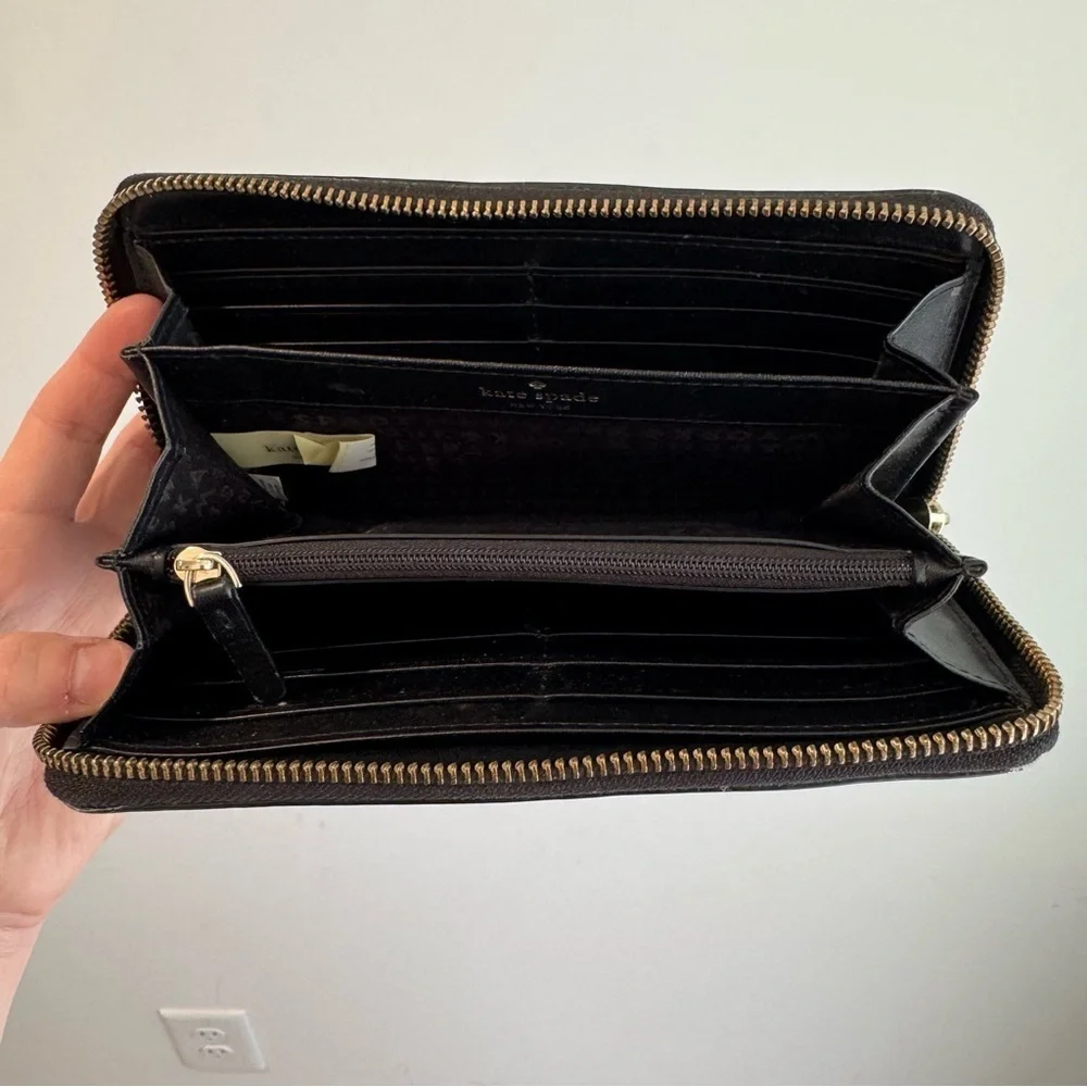 Kate Spade Large Black Pebbled Leather Continental Sienne Logo Wallet‎